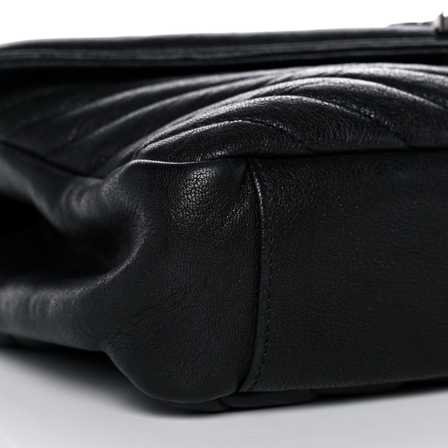 Sheepskin Matelasse Chevron Monogram Medium College Bag Black