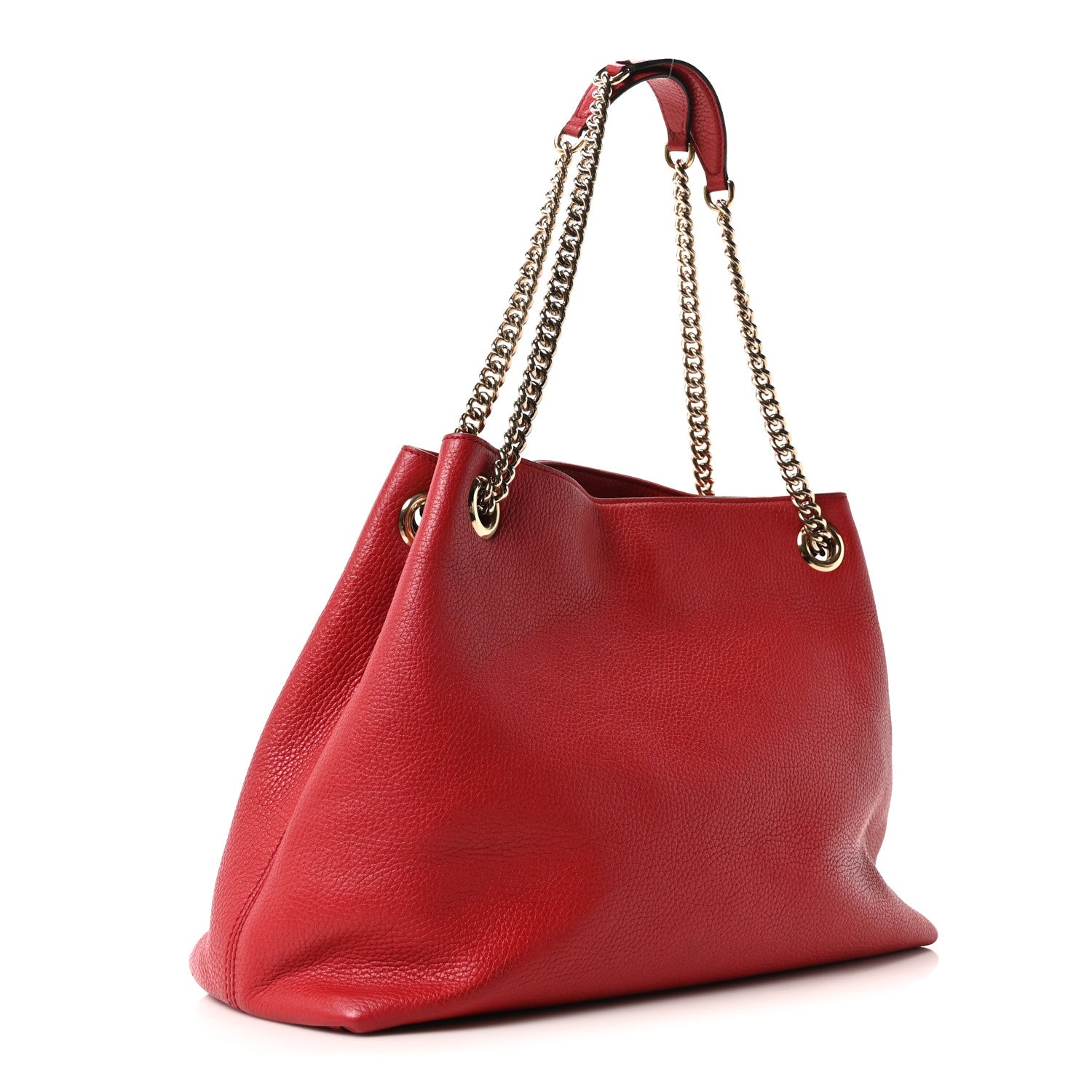 Gucci Pebbled Calfskin Medium Soho Chain Shoulder Bag Tabasco Red 3 of 10