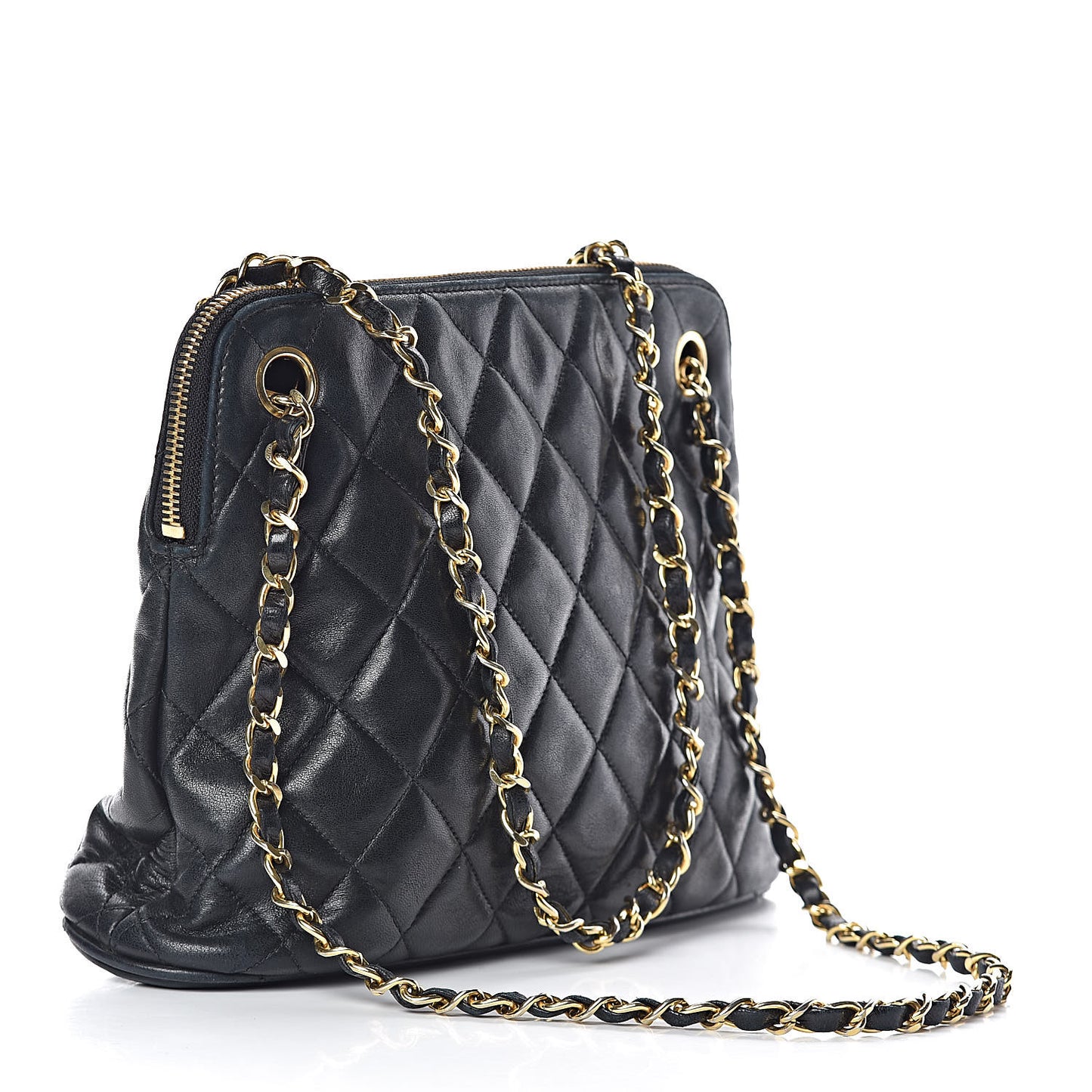 Lambskin Quilted Shoulder Bag Black