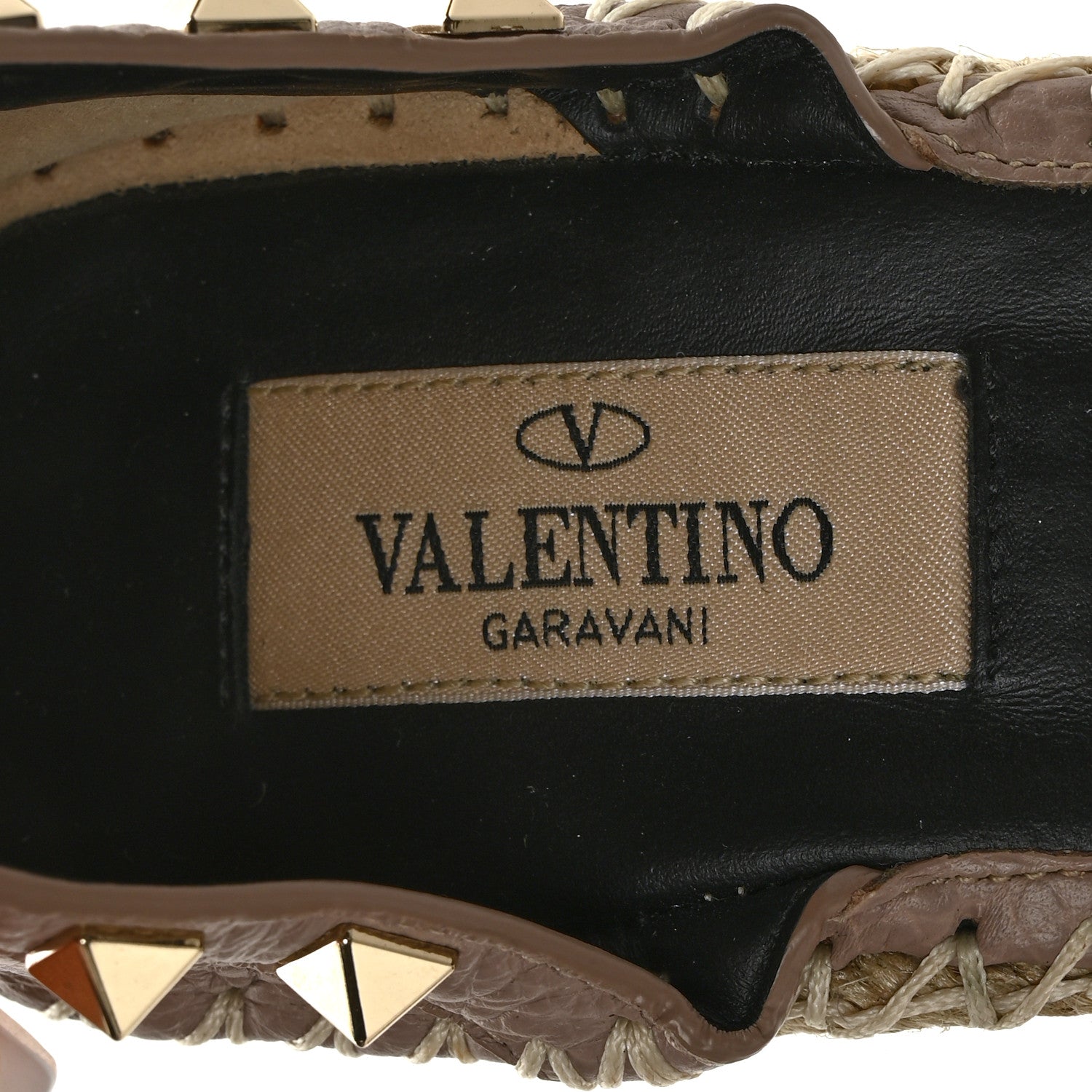 Valentino Garavani Grained Calfskin Rockstud Ankle Strap Espadrille 15/105mm Wedge Sandals 37 Poudre Natural 7 of 8
