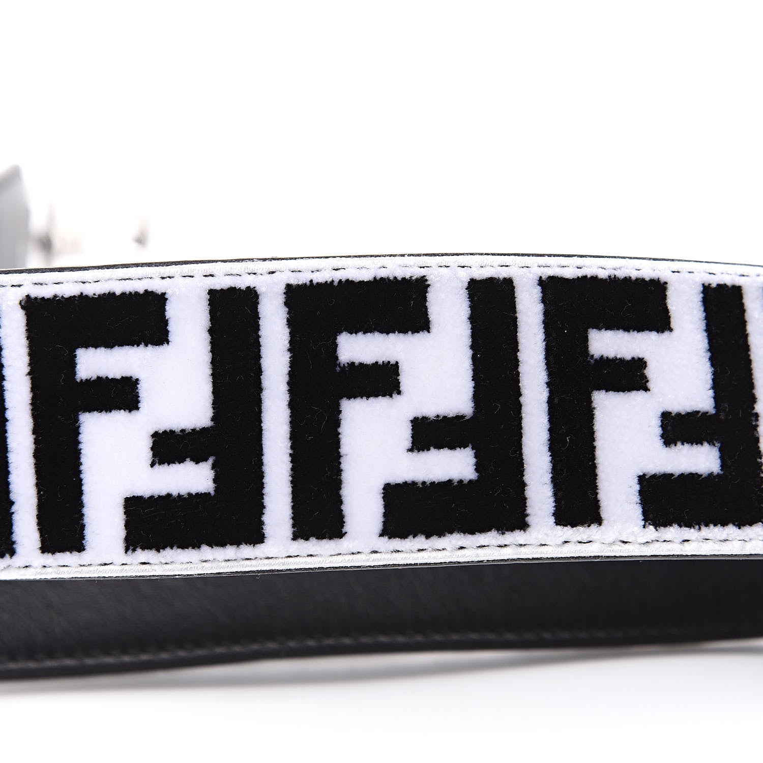 Fendi Velvet Tapestry Calfskin FF Reloaded Strap You White Black 3 of 5