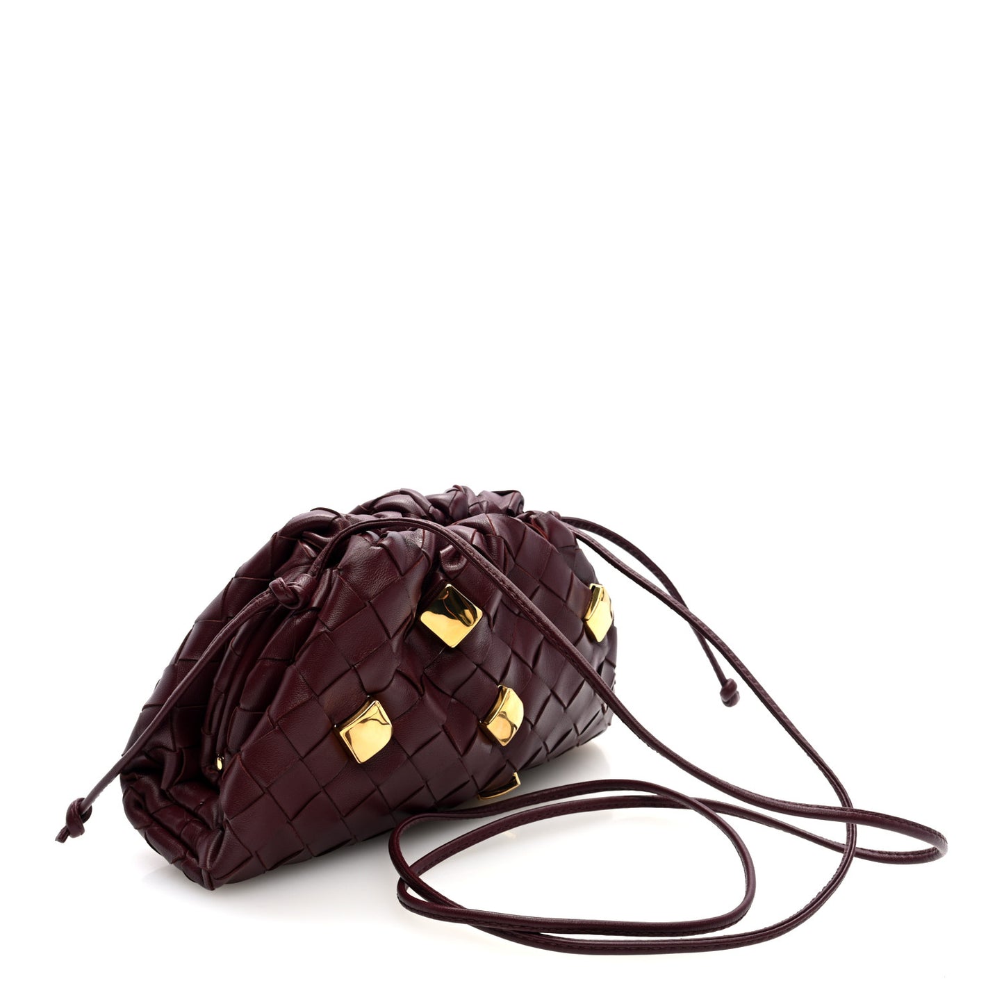 Nappa Intrecciato Studded The Mini Pouch  Barolo