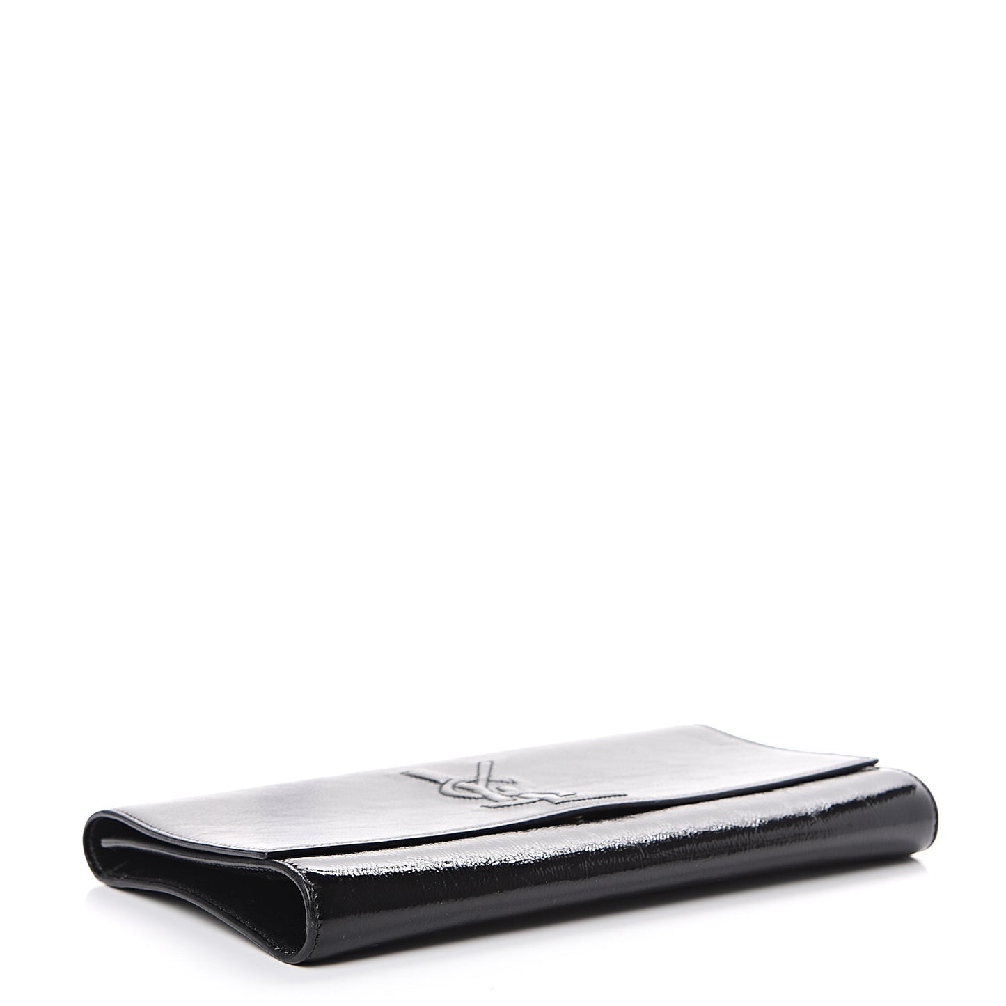 Textured Patent Monogram Large Belle De Jour Clutch Black