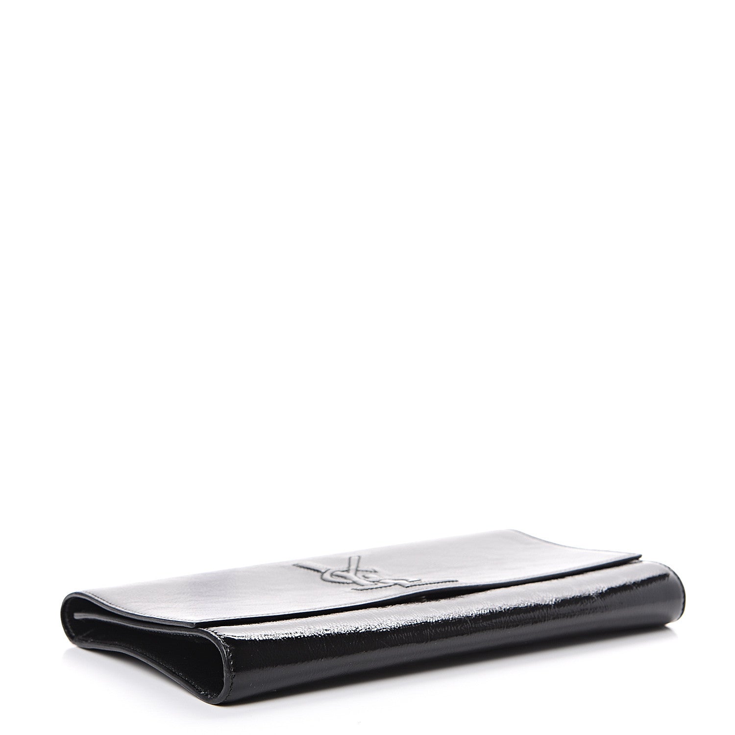 Saint Laurent Textured Patent Monogram Large Belle De Jour Clutch Black 3 of 8
