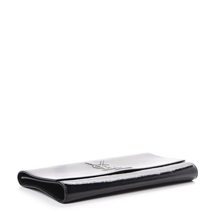 Saint Laurent Textured Patent Monogram Large Belle De Jour Clutch Black 3 of 8