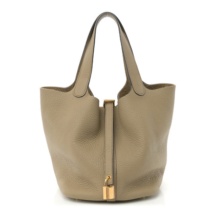 Hermes Taurillon Clemence Picotin Lock 22 MM Beige Marfa 1 of 10