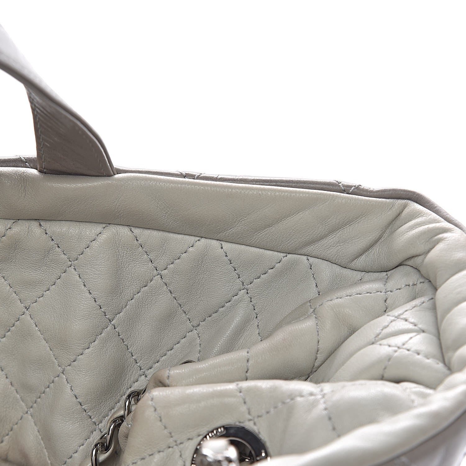 Chanel Glazed Calfskin Quilted Tote Grey 15 of 20