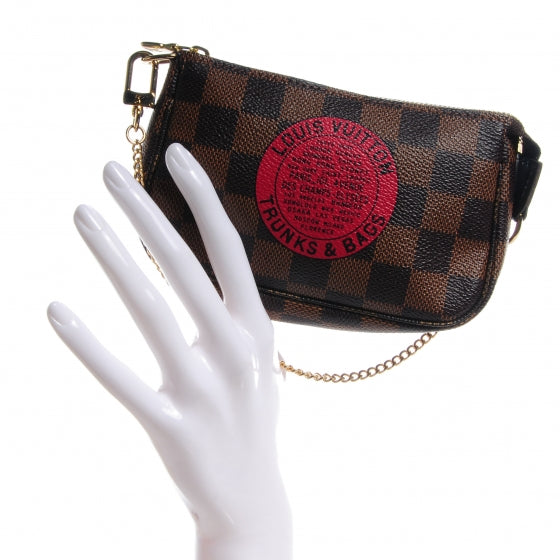 Damier Ebene Complice Trunks and Bags Mini Pochette Accessories Red