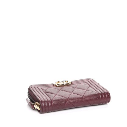 Chanel Caviar Quilted Boy Zip Around Coin Purse Wallet Dark Purple 4 of 8