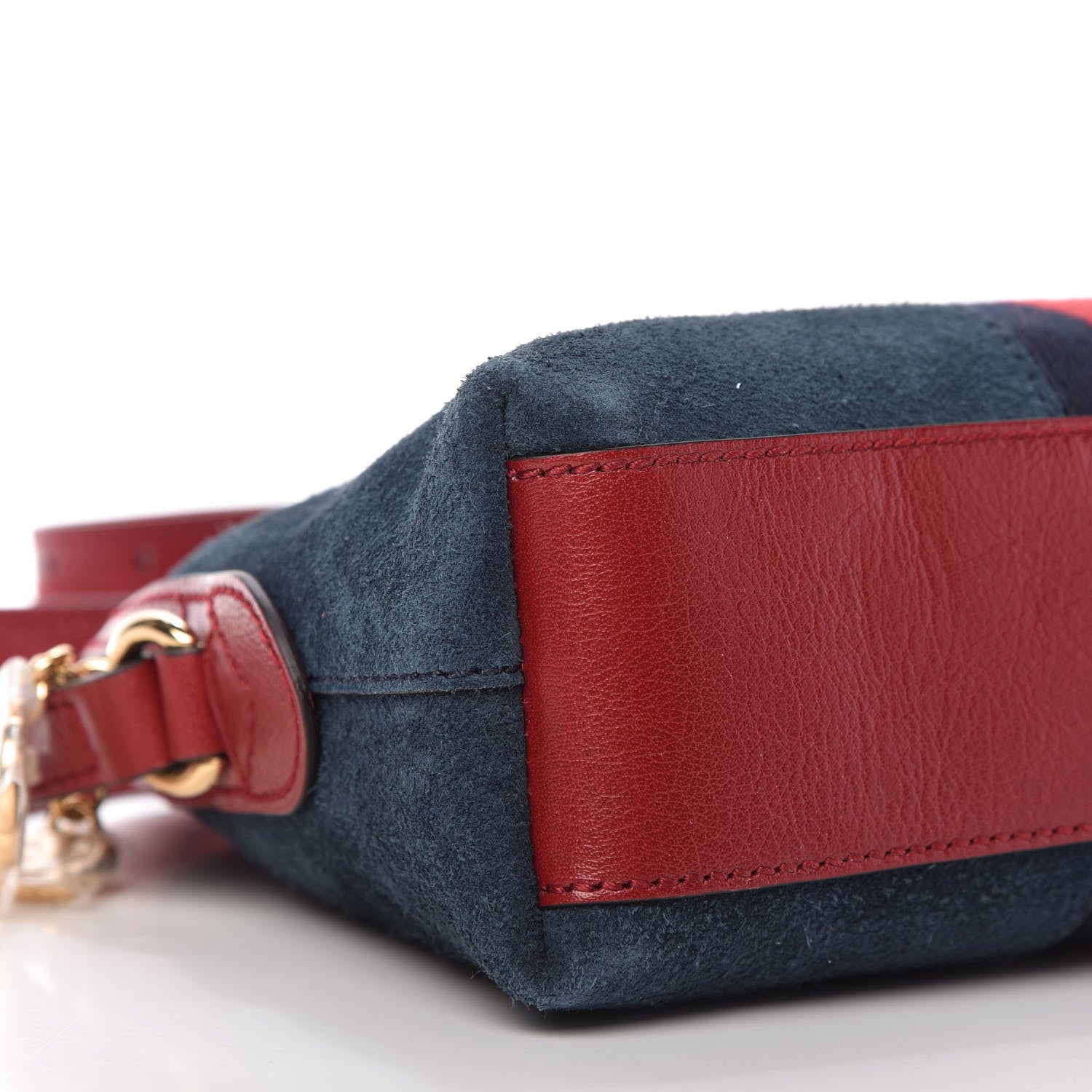 Gucci Suede Calfskin Web Small Ophidia Dome Shoulder Bag New Blue Romantic Cherry 6 of 10