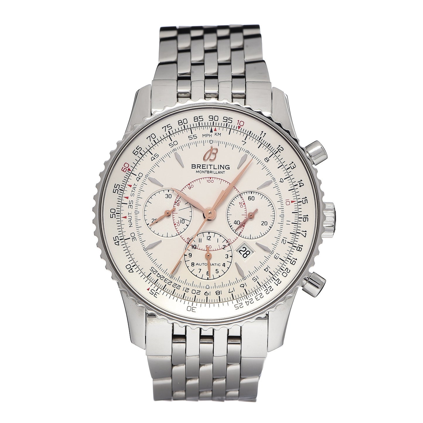 Stainless Steel 38mm Navitimer Montbrillant Chronograph Automatic Watch A41330