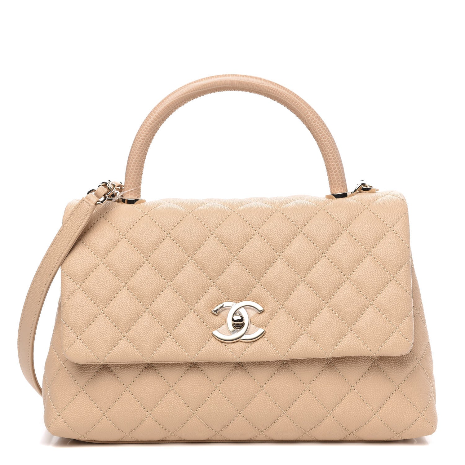 Chanel Caviar Quilted Small Coco Handle Flap Light Beige 1 of 10