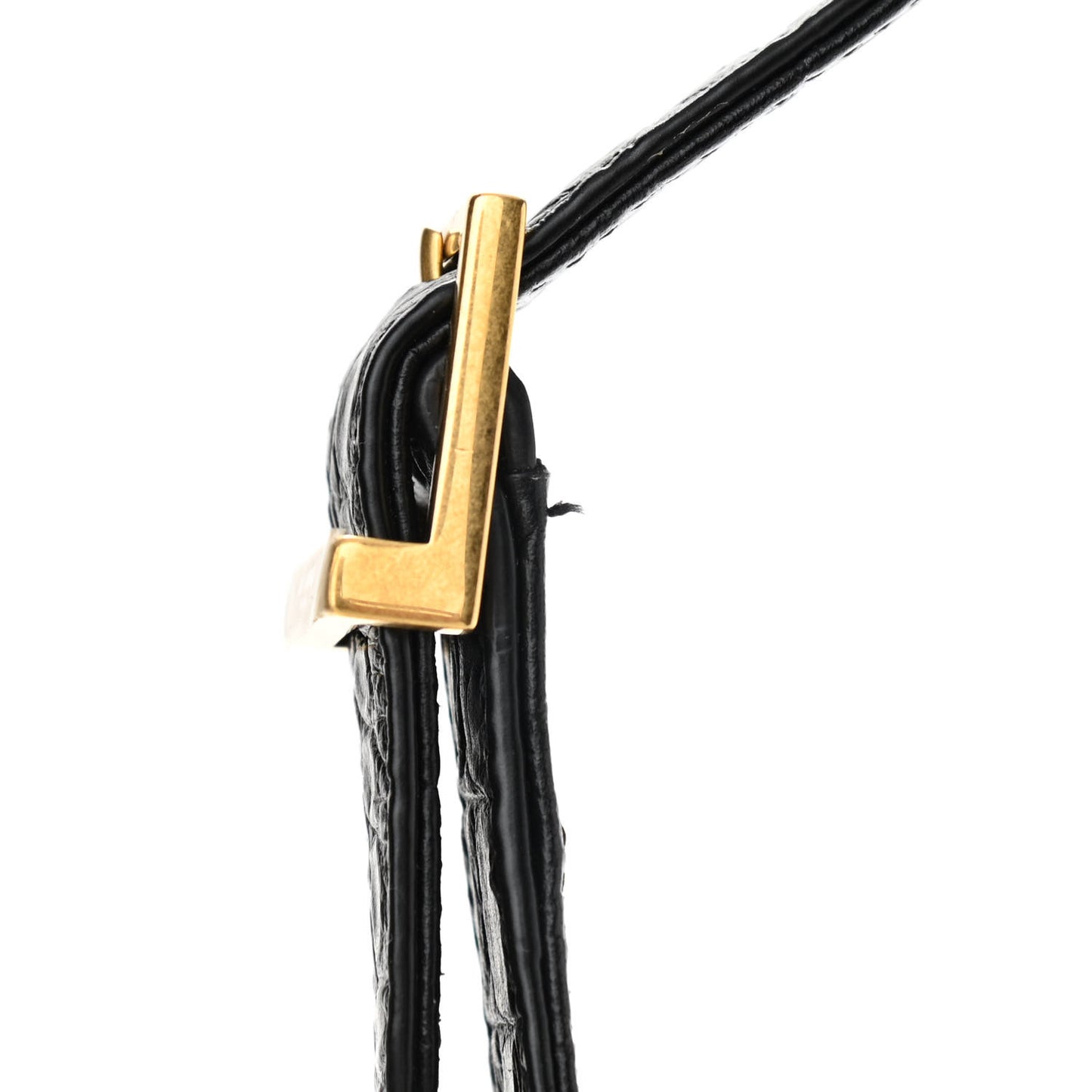 Calfskin Crocodile Embossed Le 5 A 7 Hobo Black