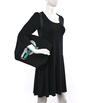 Prada Canvas Racing Logo Tote Black 2 of 8