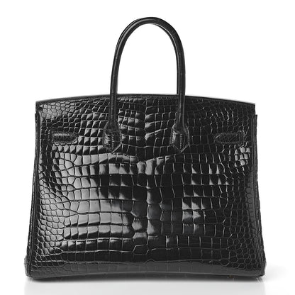 Hermes Shiny Porosus Crocodile Birkin 35 Black 26 of 32