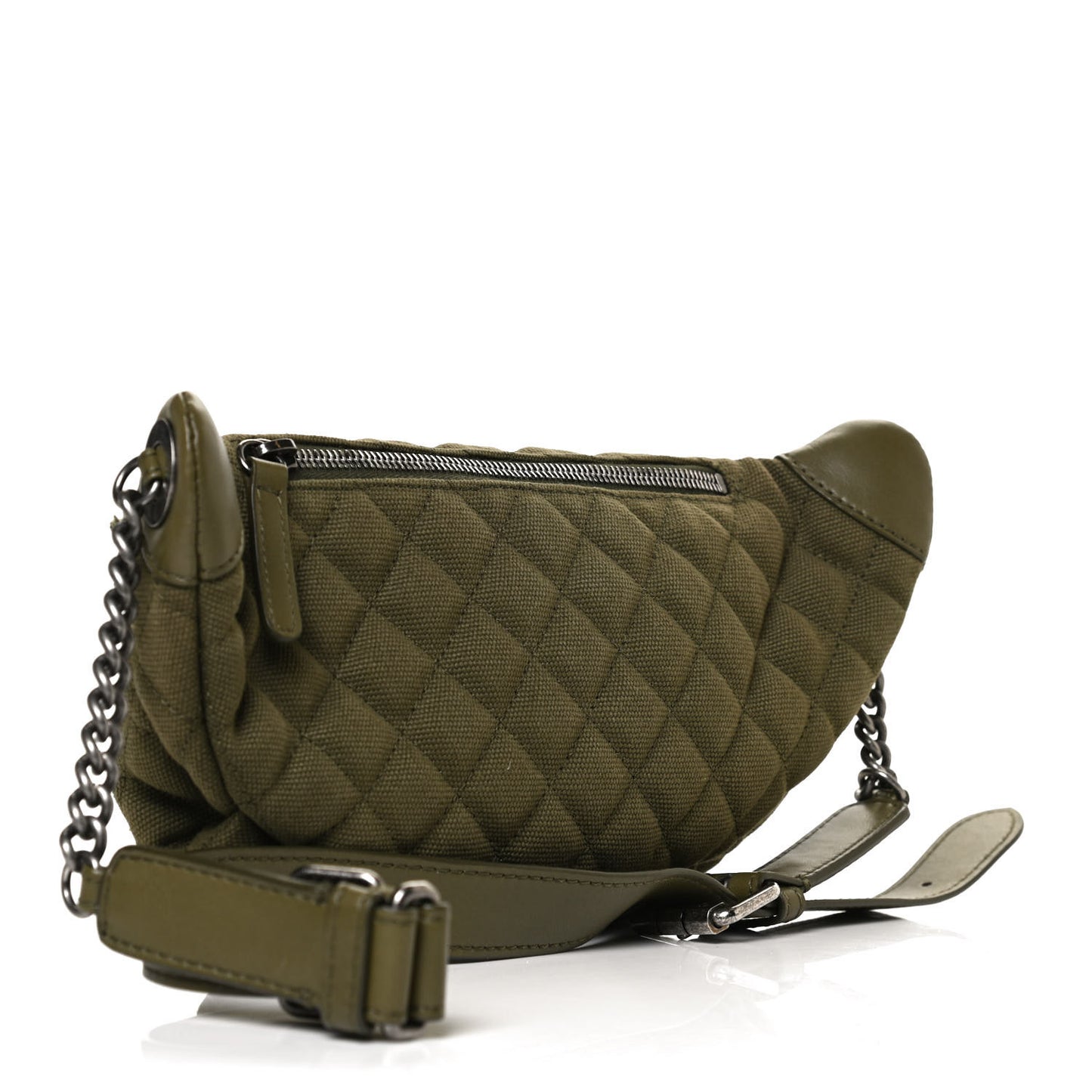 Canvas Lambskin Quilted Coco Cuba Charms Waist Bag Khaki