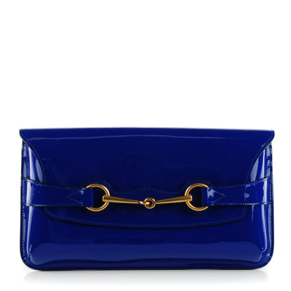 Gucci Patent Large Bright Bit Clutch Deep Zaffiro 1 of 7