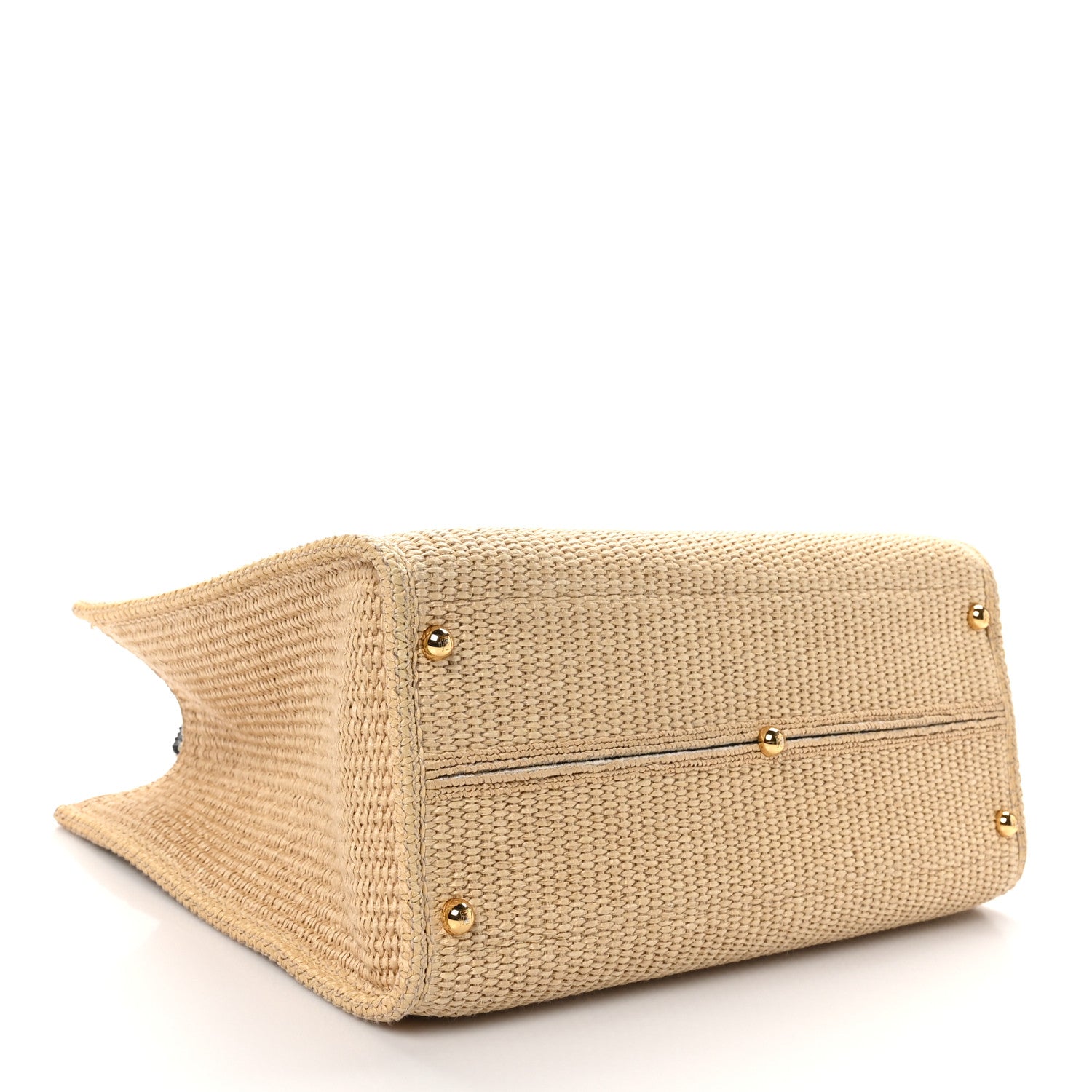Fendi Straw Vitello King Plexiglass Woven Medium Fendi Sunshine Shopper Tote Natural Black 4 of 10