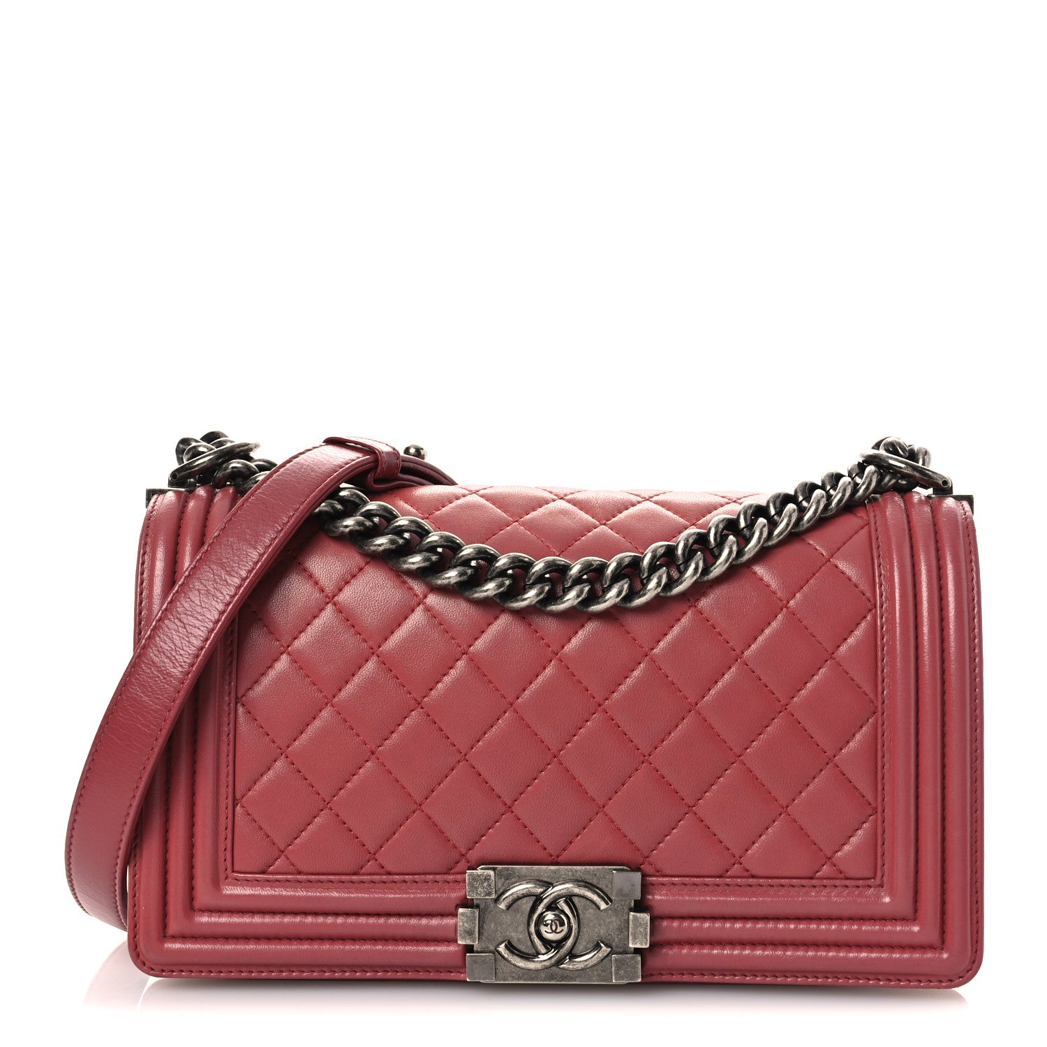 Chanel Lambskin Quilted Medium Boy Flap Dark Pink 1 of 11