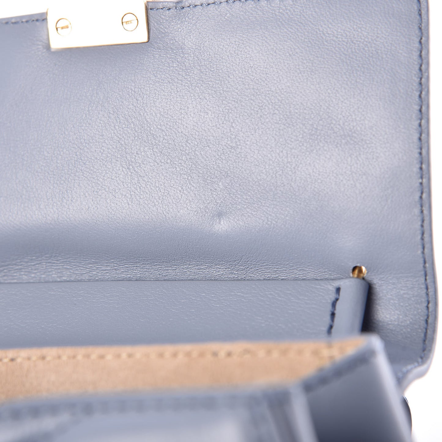 Calfskin Quilted Mini Drew Bijou Shoulder Bag Washed Blue