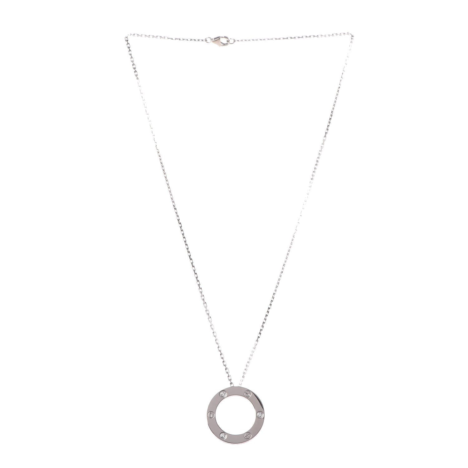 Cartier 18K White Gold 3 Diamonds LOVE Pendant Necklace 3 of 7
