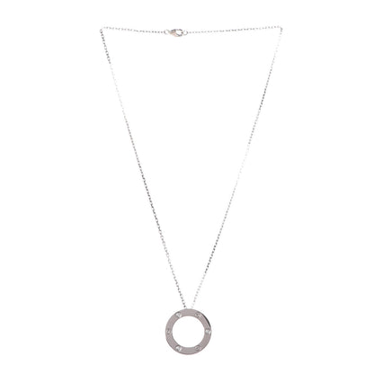 Cartier 18K White Gold 3 Diamonds LOVE Pendant Necklace 3 of 7