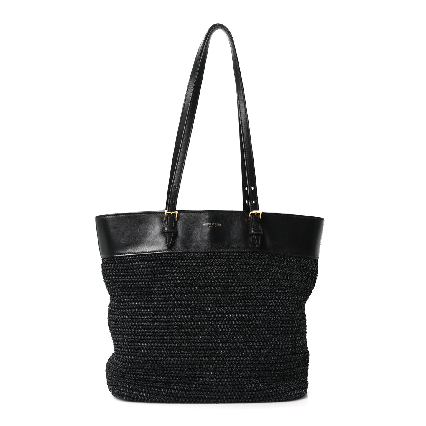 Calfskin Raffia Mini Tote Black