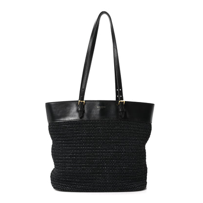 Saint Laurent Calfskin Raffia Mini Tote Black 1 of 9
