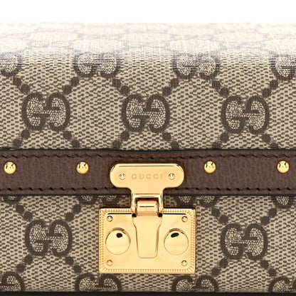 Gucci GG Supreme Monogram Textured Dollar Calfskin Mini Trunk Shoulder Bag Beige Ebony New Acero 11 of 11