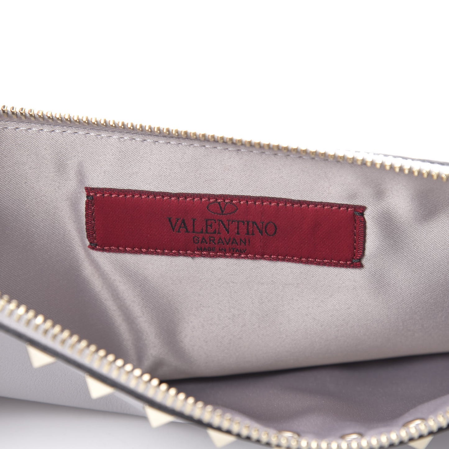 Vitello Large Rockstud Zip Pouch Grey