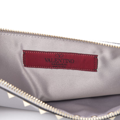 Valentino Garavani Vitello Large Rockstud Zip Pouch Grey 6 of 7