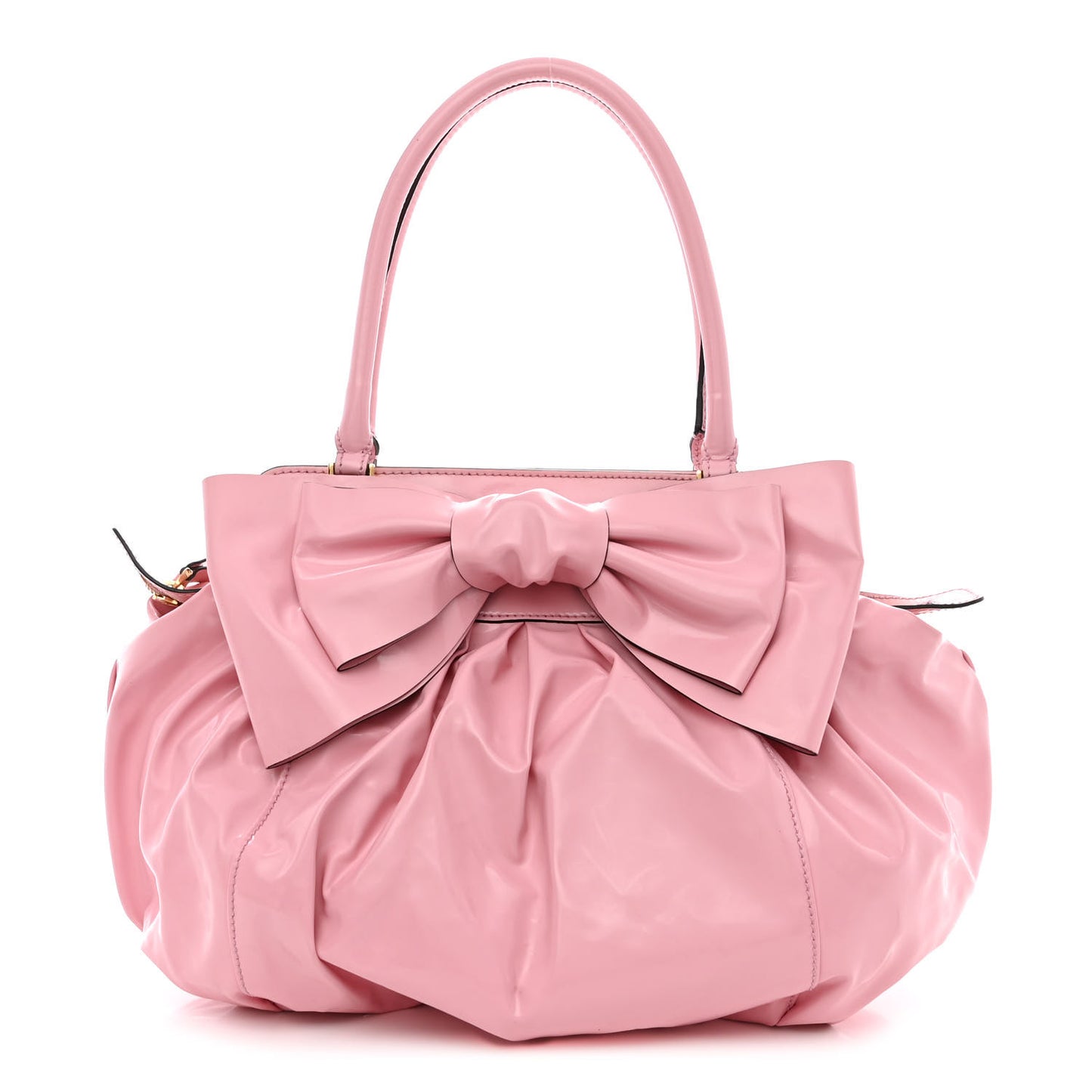 Patent Lacca Double Handle Bow Bag Pop Gardenia