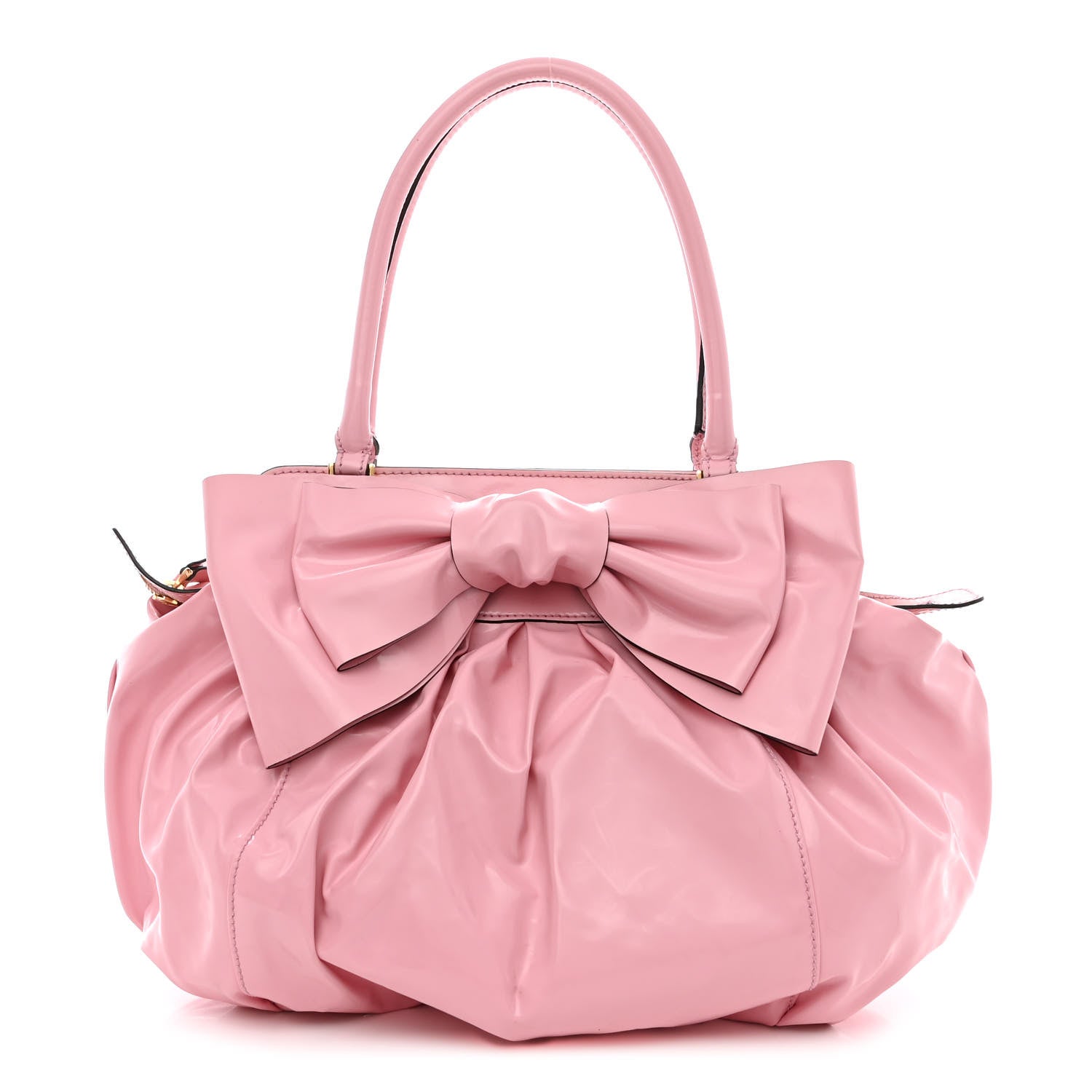 Valentino Garavani Patent Lacca Double Handle Bow Bag Pop Gardenia 1 of 11