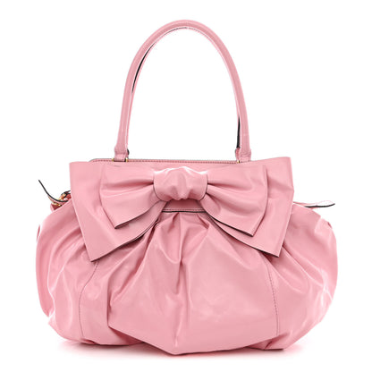 Valentino Garavani Patent Lacca Double Handle Bow Bag Pop Gardenia 1 of 11