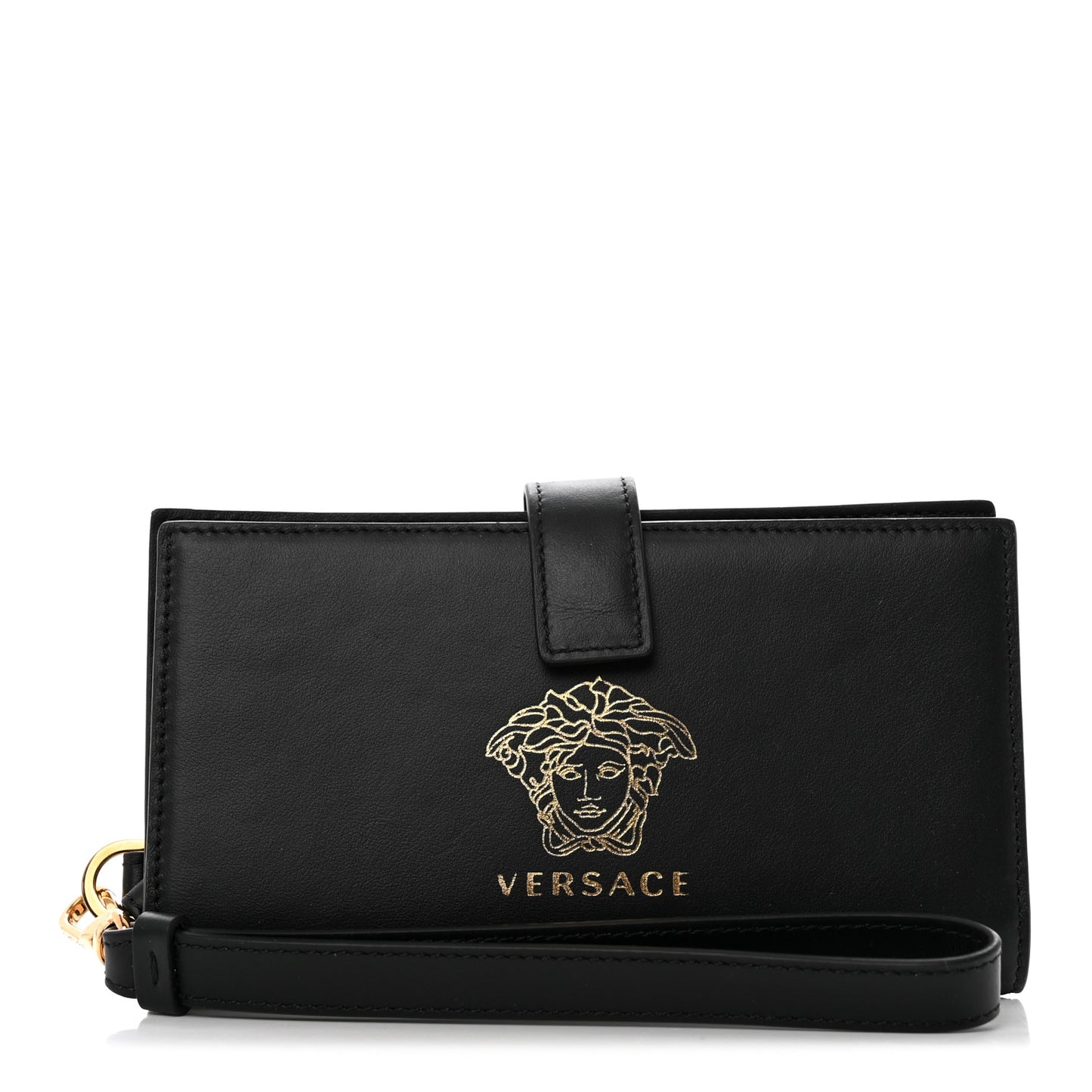 Vitello Medusa Iphone Wristlet Wallet Black