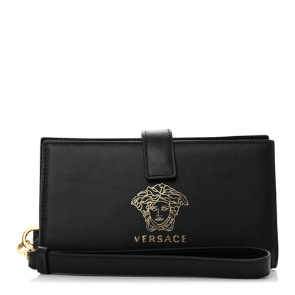 Versace Vitello Medusa Iphone Wristlet Wallet Black 1 of 9