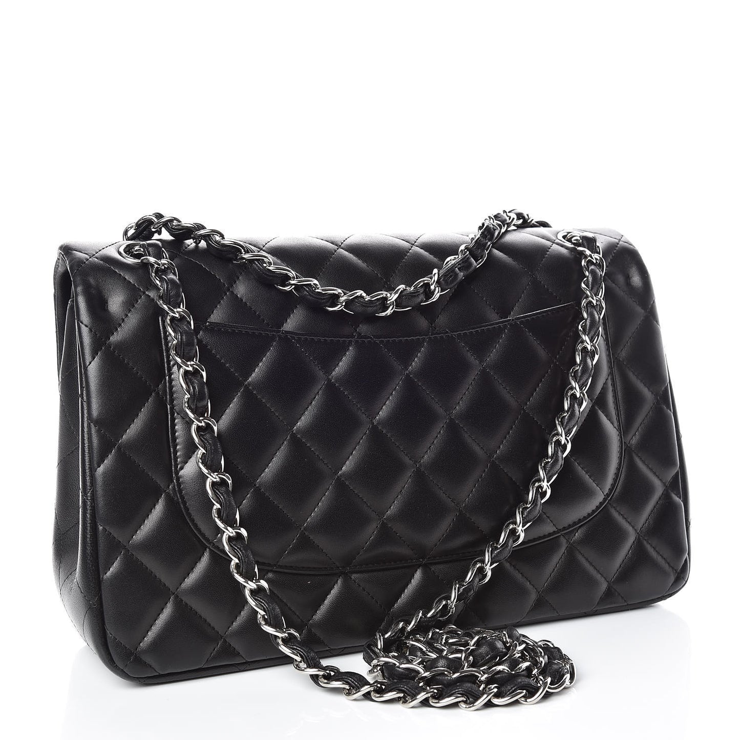 Lambskin Quilted Jumbo Double Flap Black