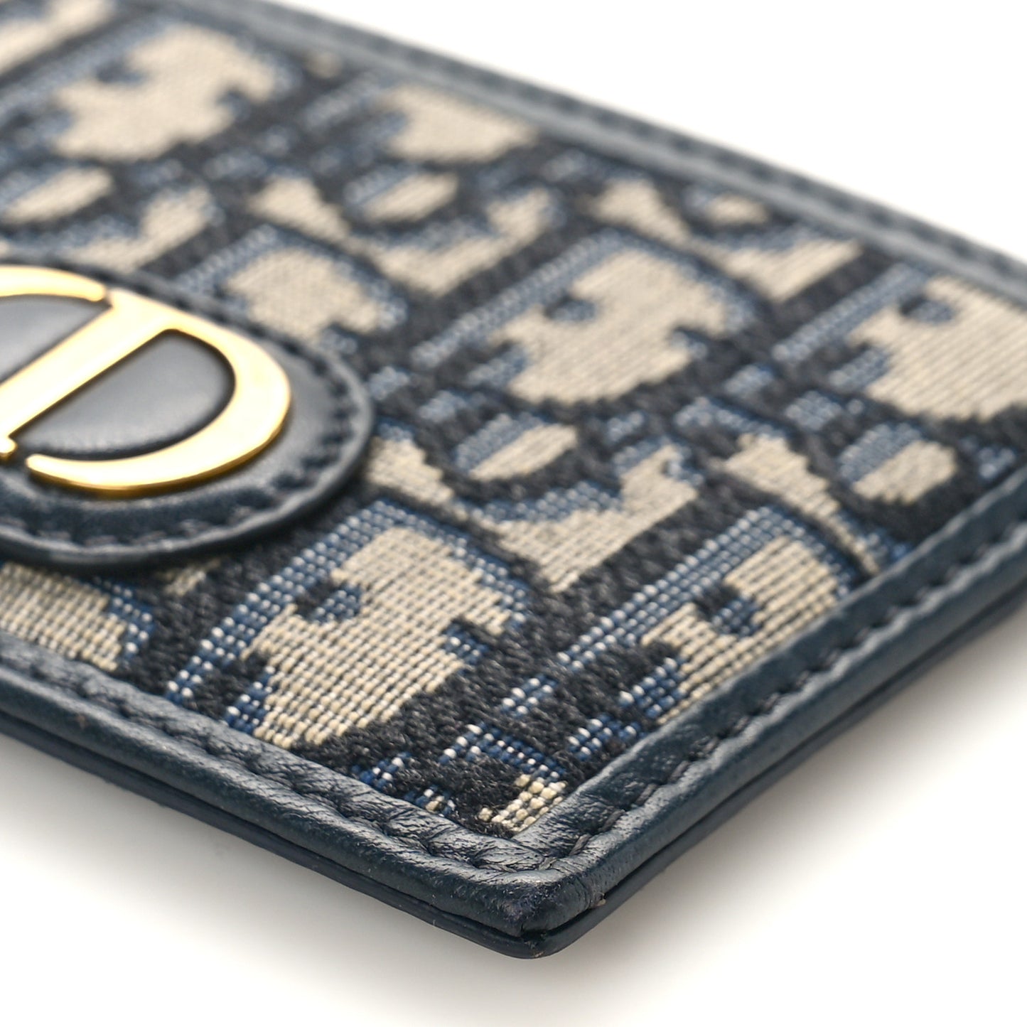 Oblique Calfskin Card Holder Black