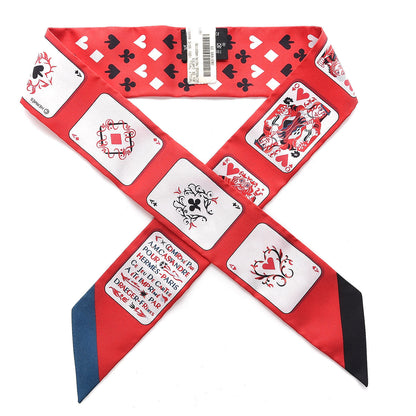 Hermes Silk Jeu de Cartes Twilly Rouge Noir Ardoise 1 of 4
