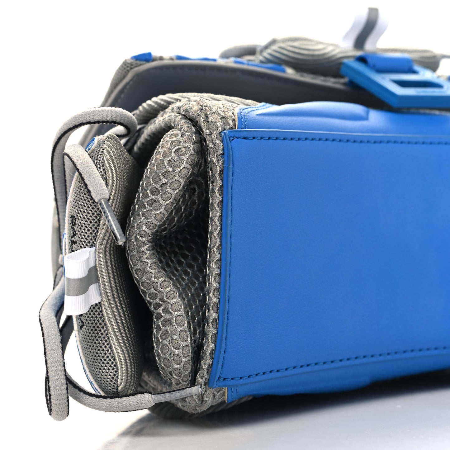 Faux Calfskin Fabric Small Sneakerhead Top Handle Bag Blue Grey
