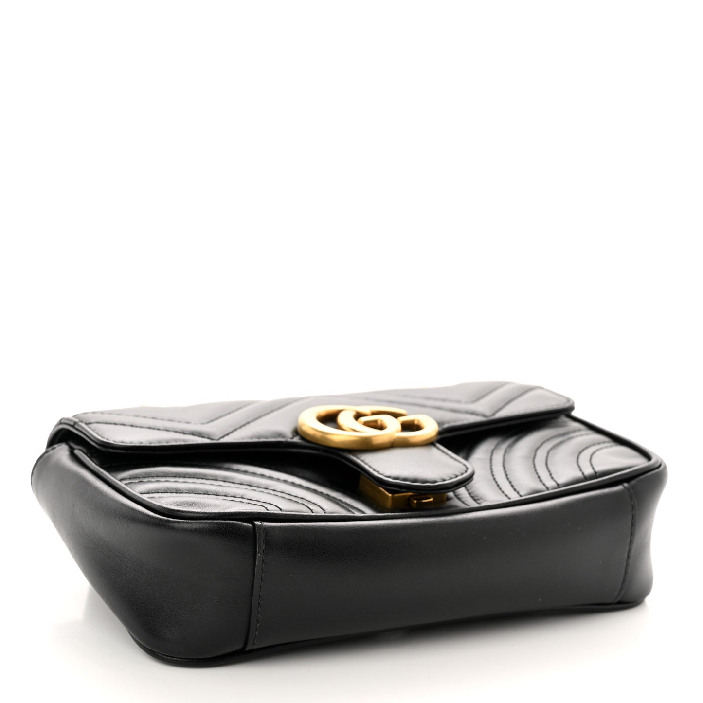 Calfskin Matelasse Mini GG Marmont Shoulder Bag Black