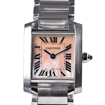 Cartier Stainless Steel Pink Mother of Pearl 20mm Tank Francaise Quartz Watch 10 of 10