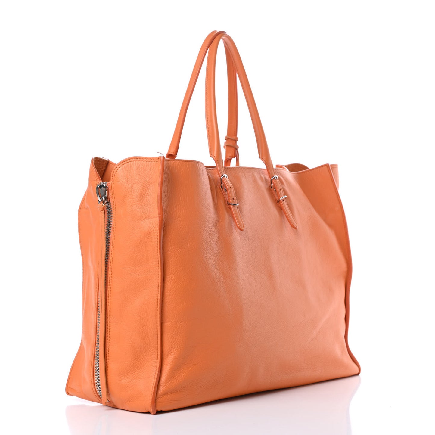 Veau Papier A4 Zip Around Tote Mandarine