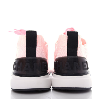 Chanel Mixed Fibers Quilted Womens CC Sneakers 37 Light Pink 7 of 10