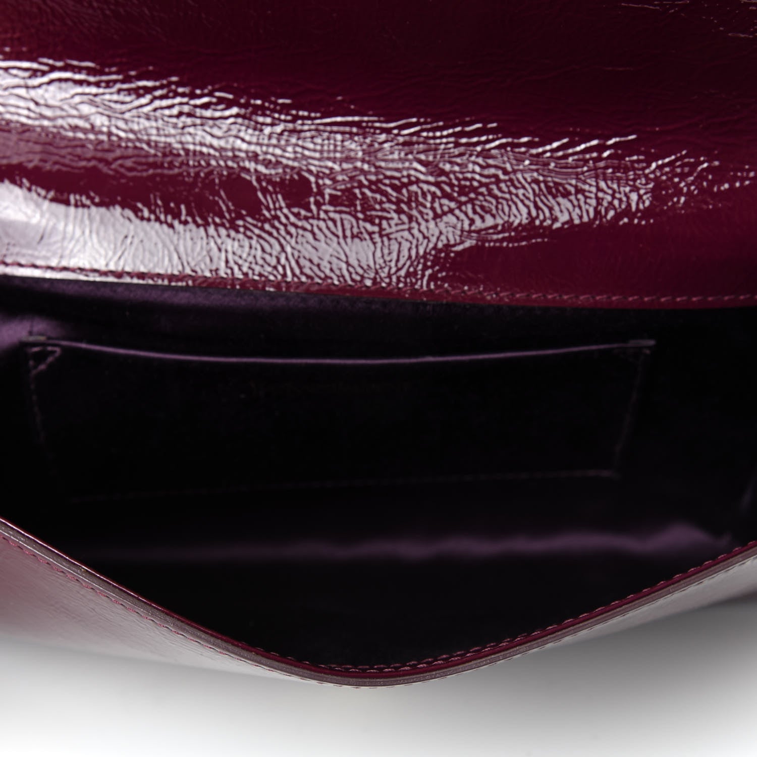 Saint Laurent Textured Patent Calfskin Large Belle De Jour Clutch Bordeaux 4 of 8