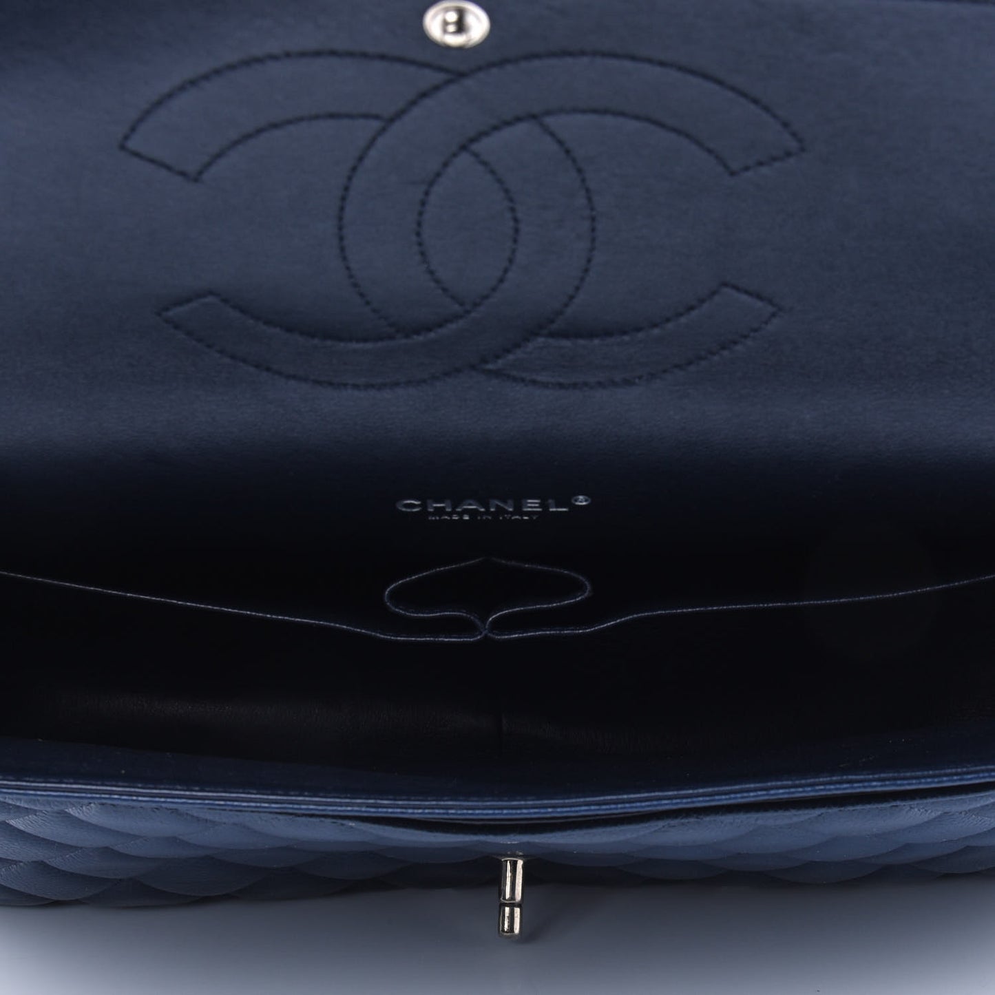 Caviar Quilted Maxi Double Flap Navy Blue