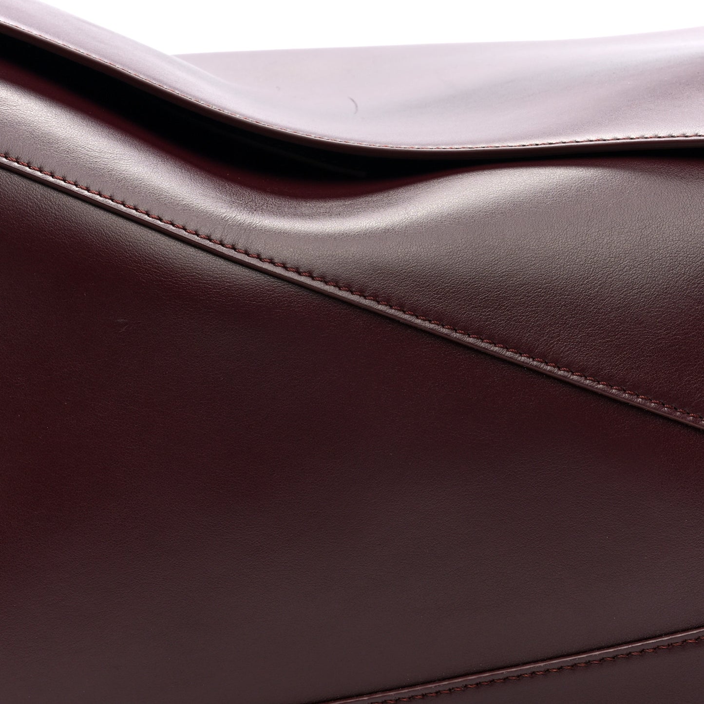 Calfskin Large Puzzle Edge Bag Burgundy