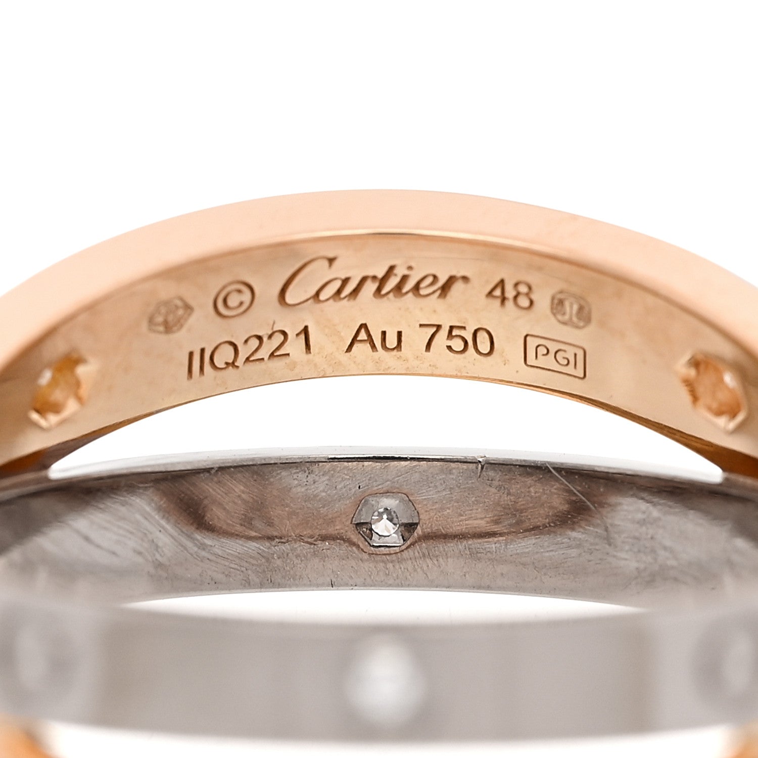 Cartier 18K Pink White Gold 6 Diamond LOVE Ring 48 4.5 6 of 7