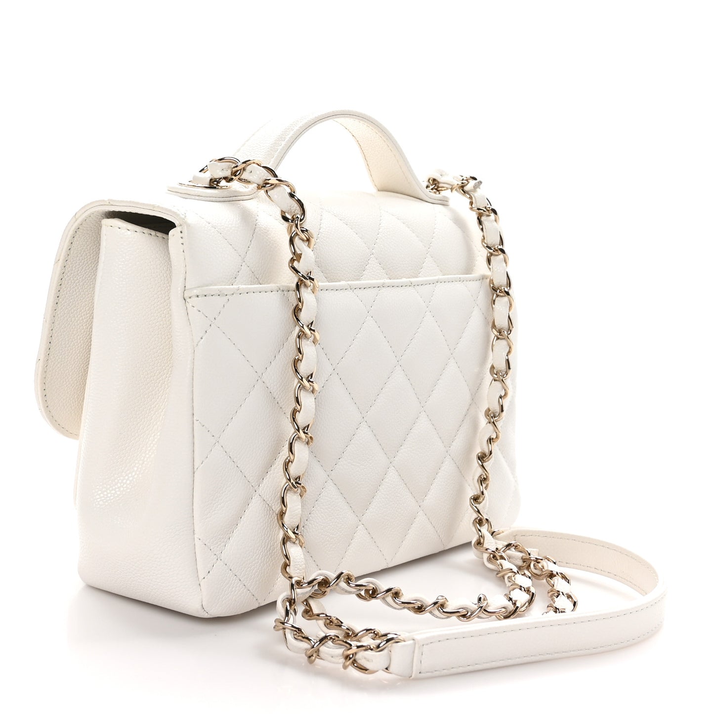 Caviar Quilted Medium Business Affinity Flap White