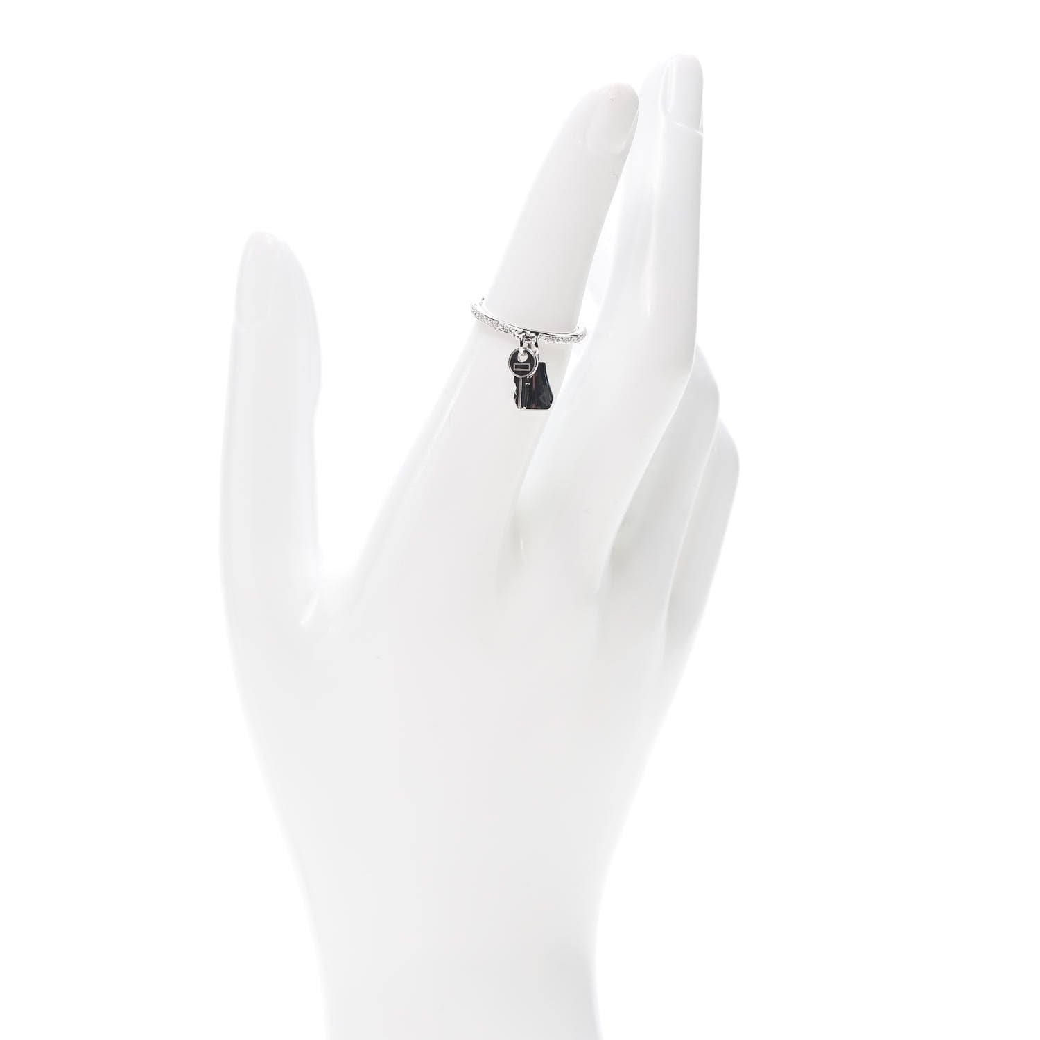 Hermes 18K White Gold Diamond Kelly Clochette Ring 50 5.25 2 of 6